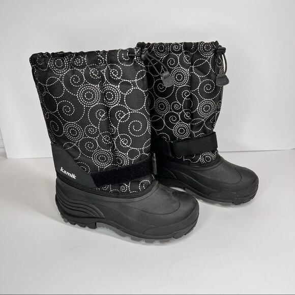 KAMIK snow boots women's 6 black white swirl insulated waterproof winter ankle - Picture 2 of 14